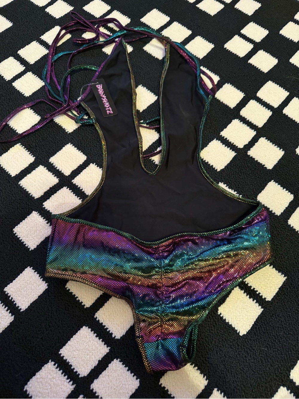 Rainbow Metallic Rave One-Piece - Picture 3 of 3